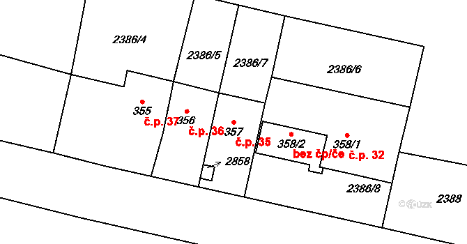 Capartice 35, Klenčí pod Čerchovem na parcele st. 357 v KÚ Klenčí pod Čerchovem, Katastrální mapa