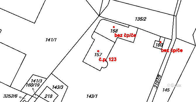 Lukavec 123, Fulnek na parcele st. 157 v KÚ Lukavec u Bílovce, Katastrální mapa