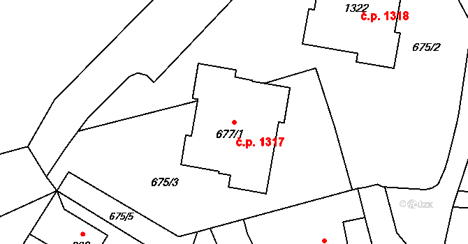 Kopřivnice 1317 na parcele st. 677/1 v KÚ Kopřivnice, Katastrální mapa