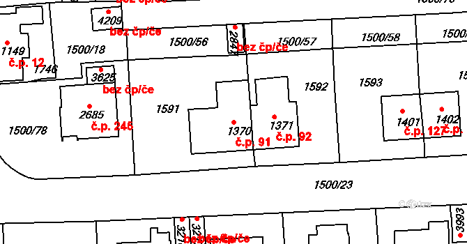 Nádražní Předměstí 91, Český Krumlov na parcele st. 1370 v KÚ Český Krumlov, Katastrální mapa