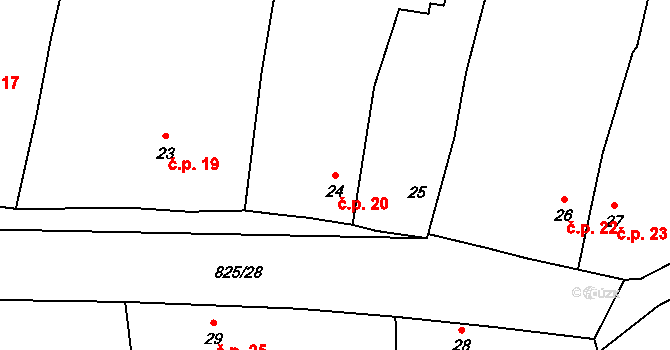 Nehasice 20, Bitozeves na parcele st. 24 v KÚ Nehasice, Katastrální mapa