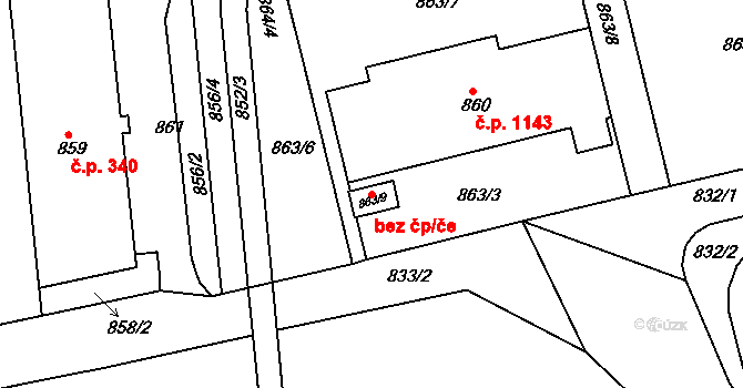 Letovice 95463097 na parcele st. 863/9 v KÚ Letovice, Katastrální mapa