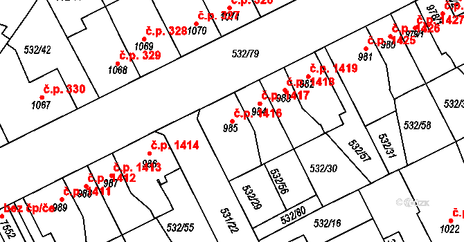 Havlíčkův Brod 1416 na parcele st. 985 v KÚ Havlíčkův Brod, Katastrální mapa