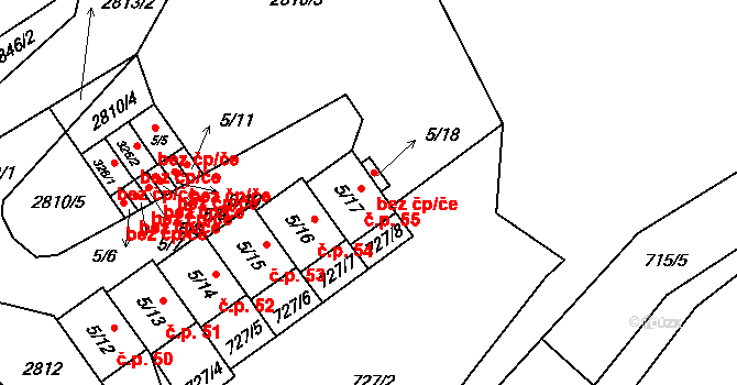 Uhřínov 55, Liberk na parcele st. 5/17 v KÚ Velký Uhřínov, Katastrální mapa