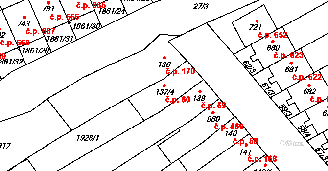 Kvasice 60 na parcele st. 137/4 v KÚ Kvasice, Katastrální mapa