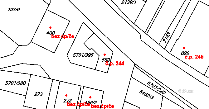 Hrádek 244 na parcele st. 559 v KÚ Hrádek u Znojma, Katastrální mapa
