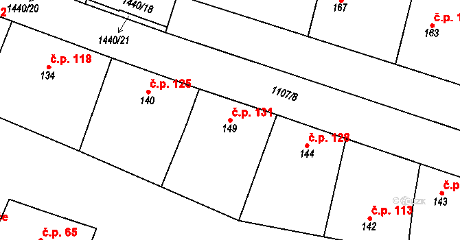 Mašovice 131 na parcele st. 149 v KÚ Mašovice u Znojma, Katastrální mapa
