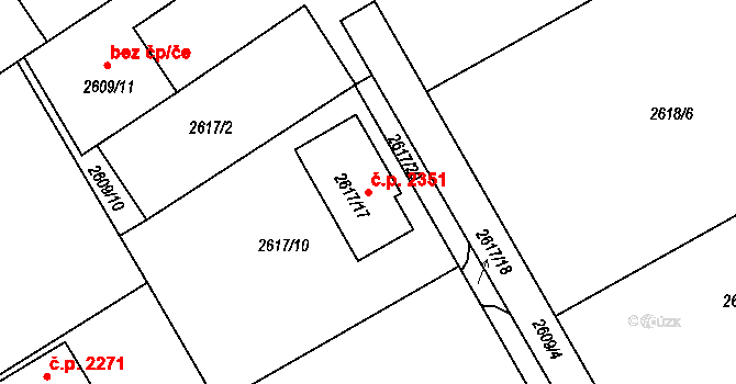 Předměstí 2351, Litoměřice na parcele st. 2617/17 v KÚ Litoměřice, Katastrální mapa