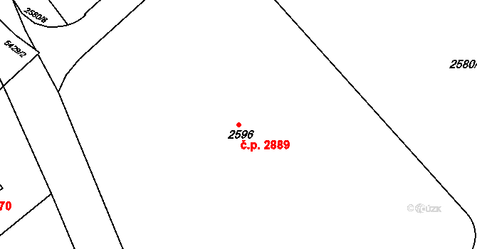 Znojmo 2889 na parcele st. 2596 v KÚ Znojmo-město, Katastrální mapa