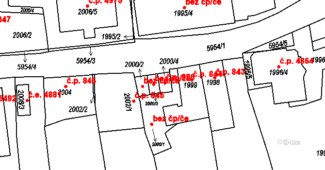 Jihlava 986 na parcele st. 2000/4 v KÚ Jihlava, Katastrální mapa