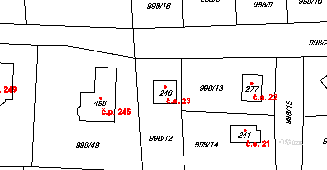 Želivec 23, Sulice na parcele st. 240 v KÚ Sulice, Katastrální mapa
