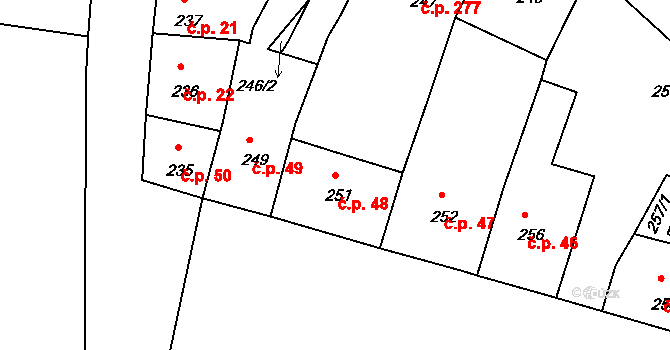 Mimoň III 48, Mimoň na parcele st. 251 v KÚ Mimoň, Katastrální mapa