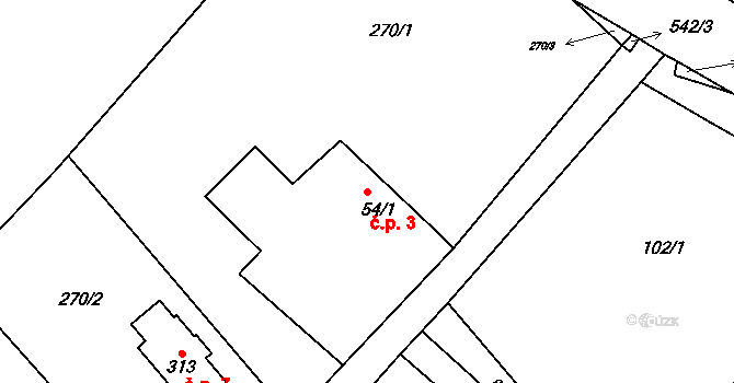 Valy 3 na parcele st. 54/1 v KÚ Valy u Mariánských Lázní, Katastrální mapa