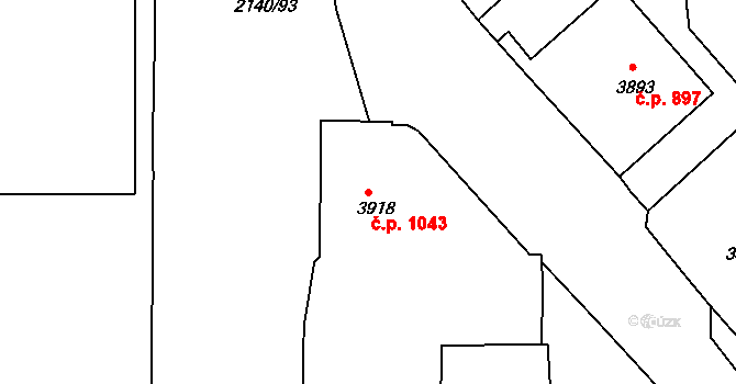 Střekov 1043, Ústí nad Labem na parcele st. 3918/1 v KÚ Střekov, Katastrální mapa