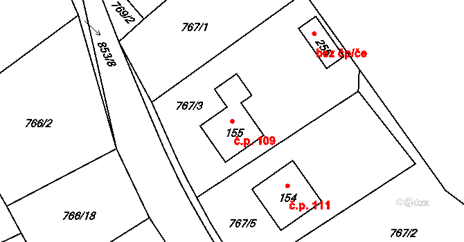 Čejetice 109 na parcele st. 155 v KÚ Čejetice, Katastrální mapa