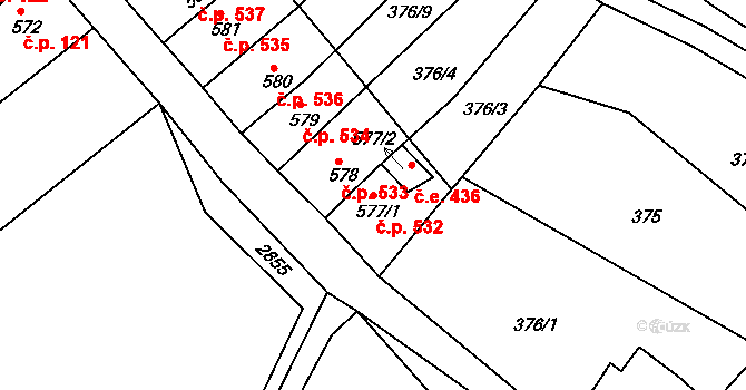 Krupka 532 na parcele st. 577/1 v KÚ Krupka, Katastrální mapa