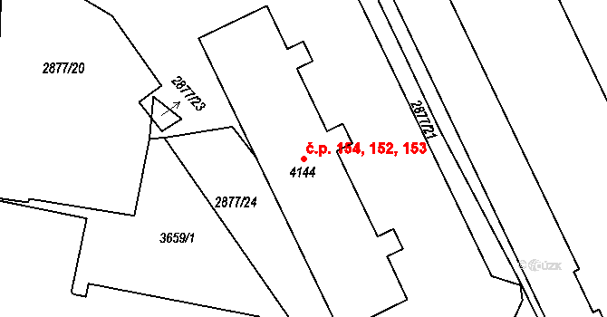 Chrudim III 152,153,154, Chrudim na parcele st. 4144 v KÚ Chrudim, Katastrální mapa