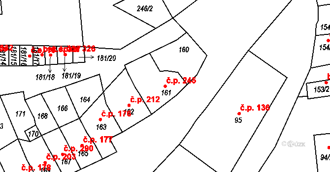 Postoloprty 245 na parcele st. 161 v KÚ Postoloprty, Katastrální mapa