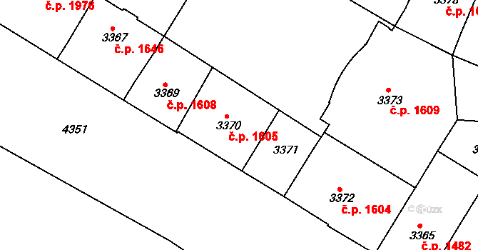 Teplice 1605 na parcele st. 3370 v KÚ Teplice, Katastrální mapa