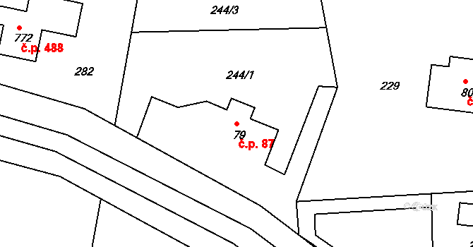 Janovice 87 na parcele st. 79 v KÚ Janovice u Frýdku-Místku, Katastrální mapa