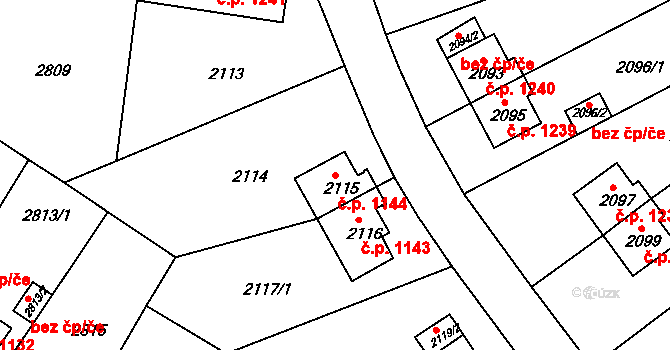 Sokolov 1144 na parcele st. 2115 v KÚ Sokolov, Katastrální mapa