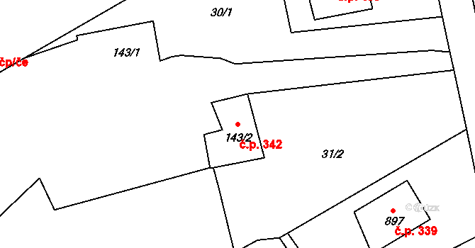 Černilov 342 na parcele st. 143/2 v KÚ Černilov, Katastrální mapa
