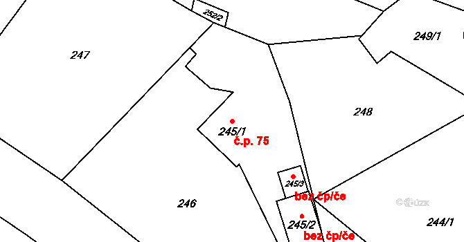 Lhotka nad Bečvou 75, Lešná na parcele st. 245/1 v KÚ Lhotka nad Bečvou, Katastrální mapa