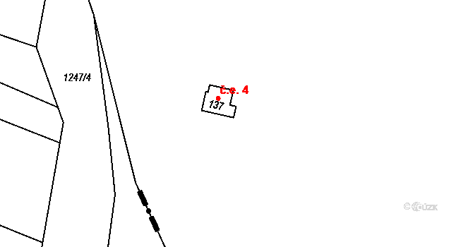Bor 4, Suchdol nad Lužnicí na parcele st. 137 v KÚ Bor, Katastrální mapa