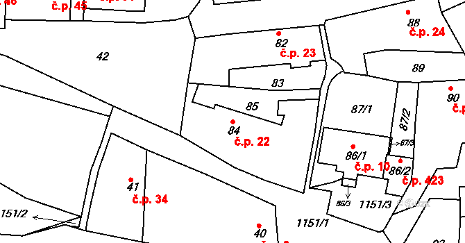 Velká Chuchle 22, Praha na parcele st. 84 v KÚ Velká Chuchle, Katastrální mapa