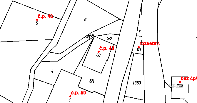 Čistá v Krkonoších 49, Černý Důl na parcele st. 68 v KÚ Čistá v Krkonoších, Katastrální mapa