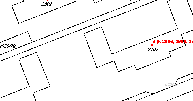 Hodonín 2903,2904,2905,2906 na parcele st. 2797 v KÚ Hodonín, Katastrální mapa