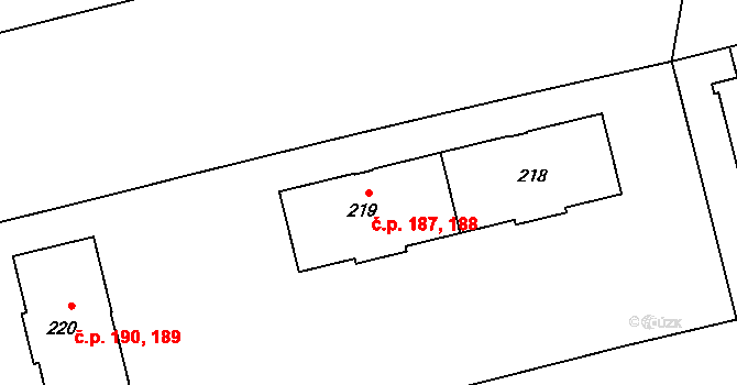Neředín 187,188, Olomouc na parcele st. 218 v KÚ Neředín, Katastrální mapa