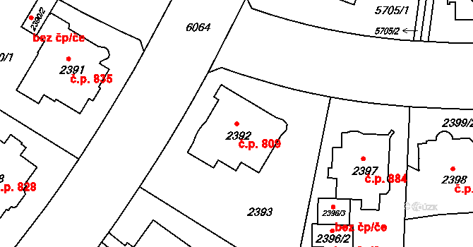 Liberec I-Staré Město 809, Liberec na parcele st. 2392 v KÚ Liberec, Katastrální mapa