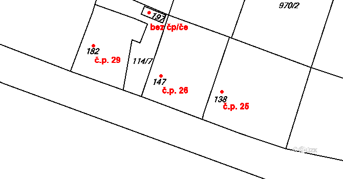 Kundratice 26, Žiželice na parcele st. 147 v KÚ Kundratice u Žiželic nad Cidlinou, Katastrální mapa