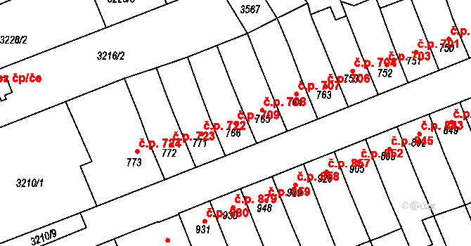Česká Třebová 709 na parcele st. 766 v KÚ Česká Třebová, Katastrální mapa
