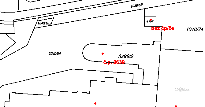 Rožnov pod Radhoštěm 2639 na parcele st. 3396/2 v KÚ Rožnov pod Radhoštěm, Katastrální mapa
