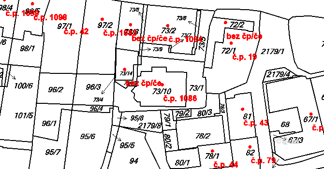 Střešovice 1086, Praha na parcele st. 73/10 v KÚ Střešovice, Katastrální mapa