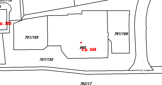 Děčín IX-Bynov 346, Děčín na parcele st. 968 v KÚ Bynov, Katastrální mapa