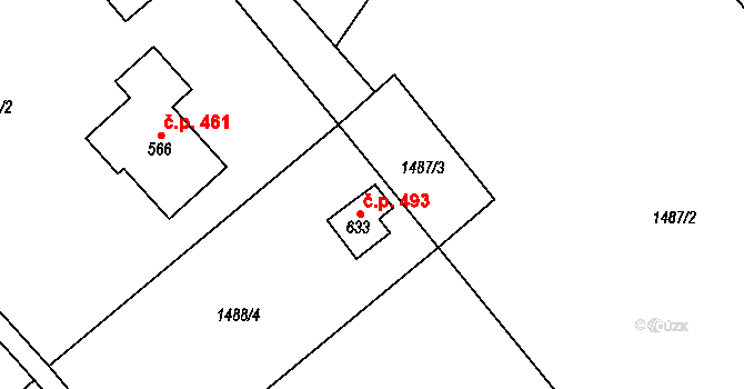 Libhošť 493 na parcele st. 633 v KÚ Libhošť, Katastrální mapa