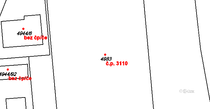 Česká Lípa 3110 na parcele st. 4983 v KÚ Česká Lípa, Katastrální mapa