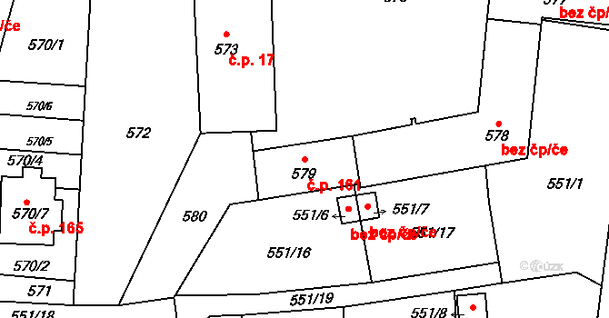 Jerlochovice 161, Fulnek na parcele st. 579 v KÚ Jerlochovice, Katastrální mapa
