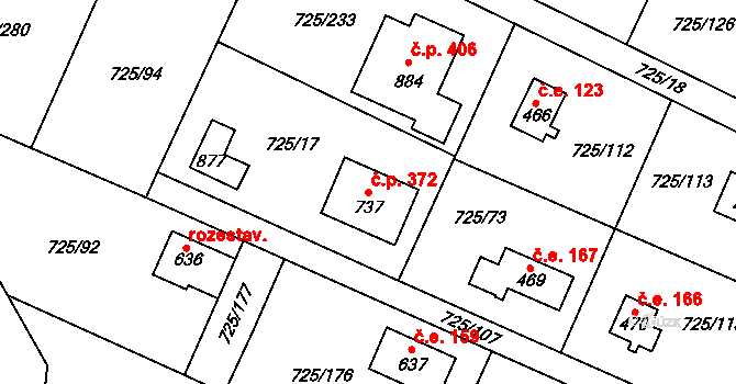 Mukařov 372 na parcele st. 737 v KÚ Mukařov u Říčan, Katastrální mapa