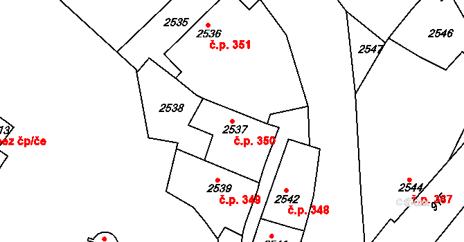 Jemnice 350 na parcele st. 2537 v KÚ Jemnice, Katastrální mapa