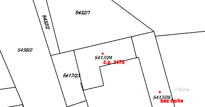 Česká Lípa 3175 na parcele st. 5417/24 v KÚ Česká Lípa, Katastrální mapa