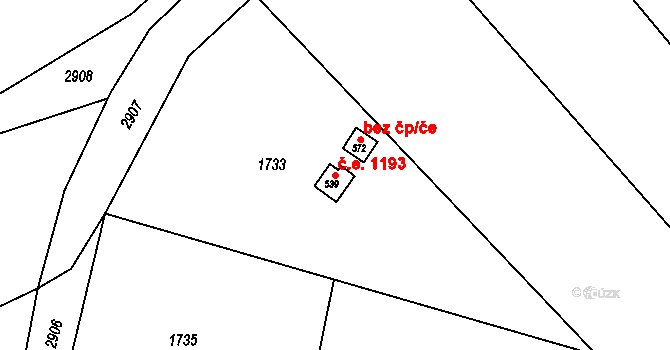 Veselí nad Moravou 1193 na parcele st. 539 v KÚ Veselí nad Moravou, Katastrální mapa