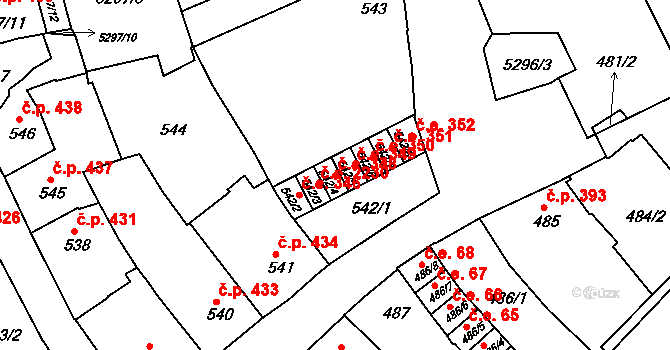 Znojmo 348 na parcele st. 542/4 v KÚ Znojmo-město, Katastrální mapa
