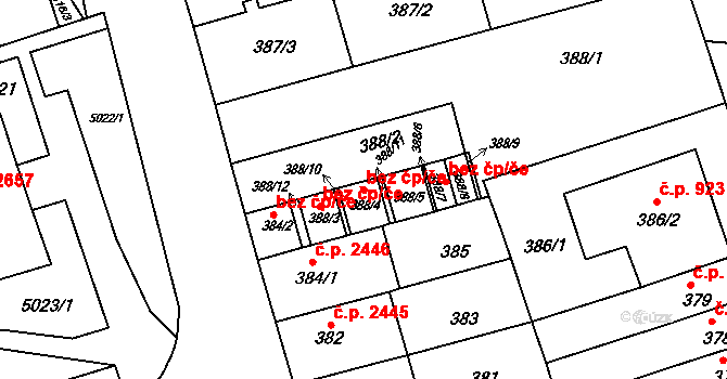 Brno 39488098 na parcele st. 388/11 v KÚ Královo Pole, Katastrální mapa
