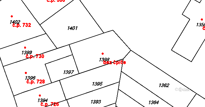 Brno 43335098 na parcele st. 1398 v KÚ Zábrdovice, Katastrální mapa