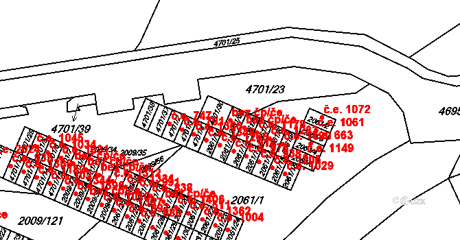 Chomutov 45042098 na parcele st. 2061/60 v KÚ Chomutov I, Katastrální mapa
