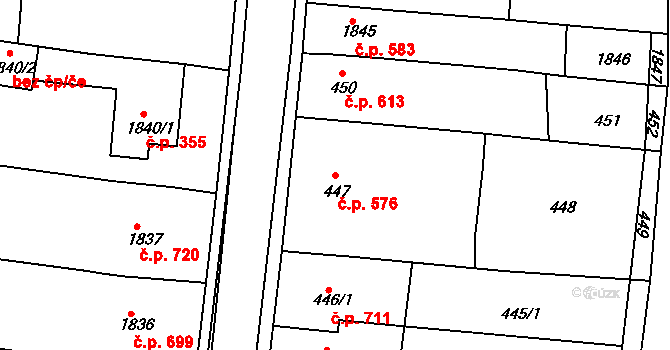 Nivnice 576 na parcele st. 447 v KÚ Nivnice, Katastrální mapa